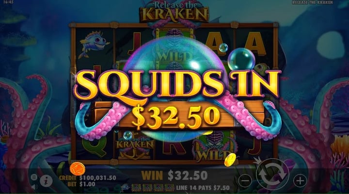 Gran ganancia en el juego Release the Kraken de Pragmatic Play